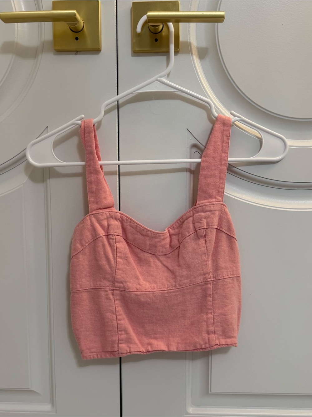 Abercrombie & Fitch Pink Linen Blend Cropped Tank